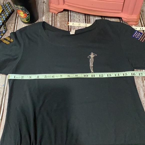 SUPER Cute Bling Patriotic Women’s T-shirt , Salute, American flag, 2 stripes​ - Picture 7 of 7